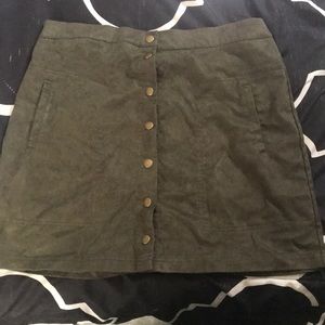 Olive Green Button Skirt